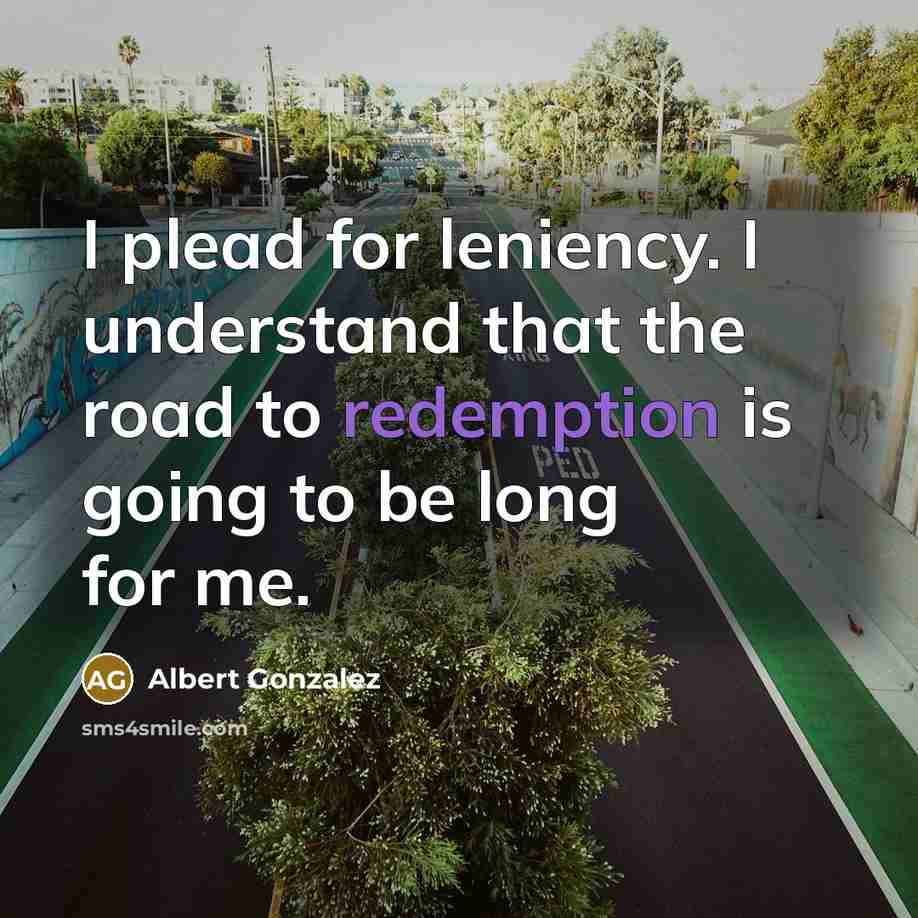 “I plead for leniency. I understand that the road to redemption is going to be long for me.” quote by Albert Gonzalez
