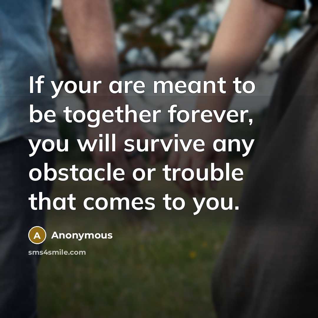 “If your are meant to be together forever, you will survive any obstacle or trouble that comes to you.” quote by Anonymous