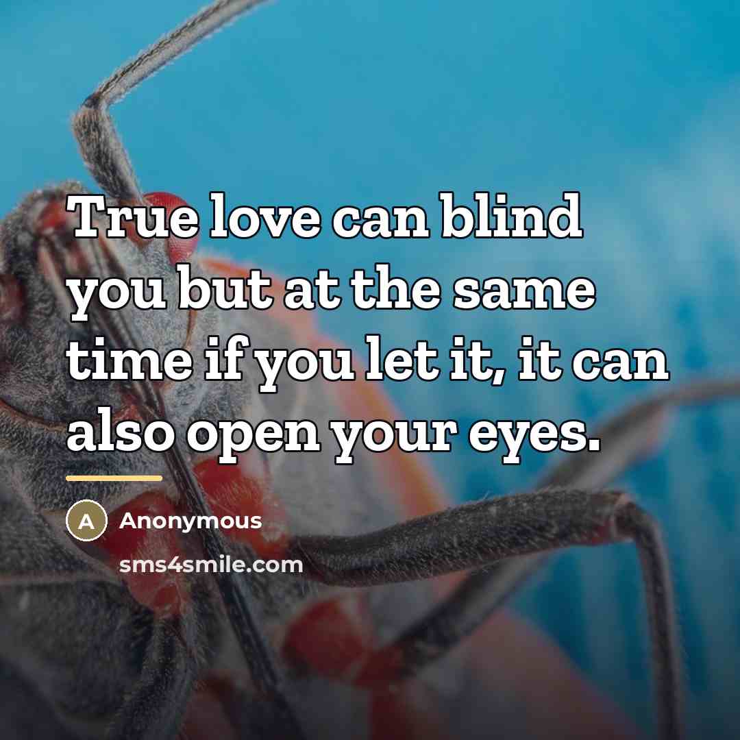 “True love can blind you but at the same time…” quote by Anonymous