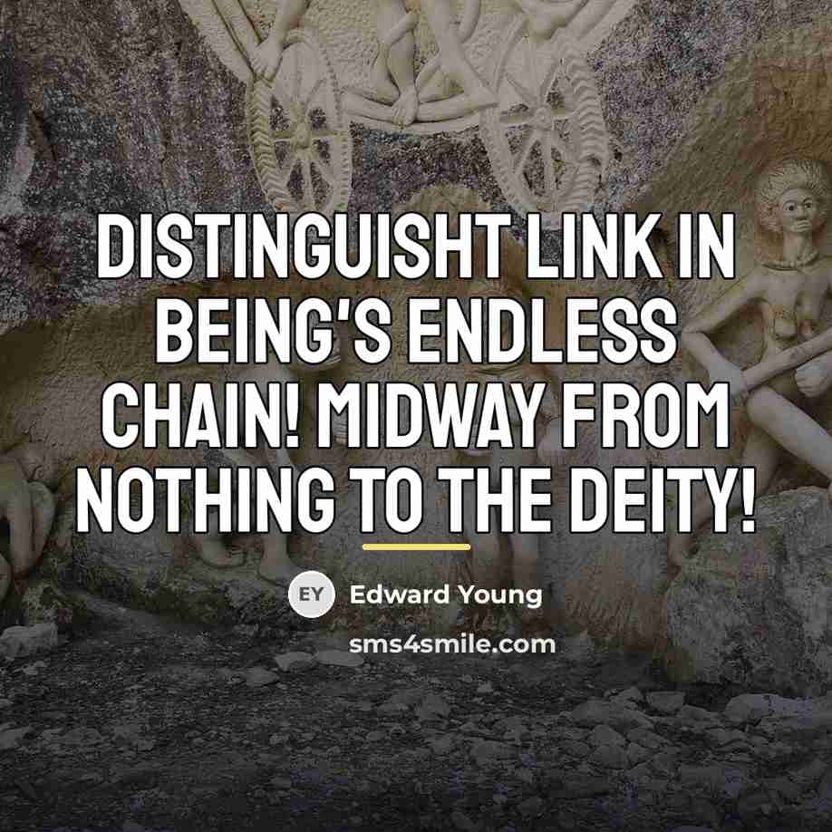 “Distinguisht Link in Being's endless Chain! Midway from Nothing to…” quote by Edward Young
