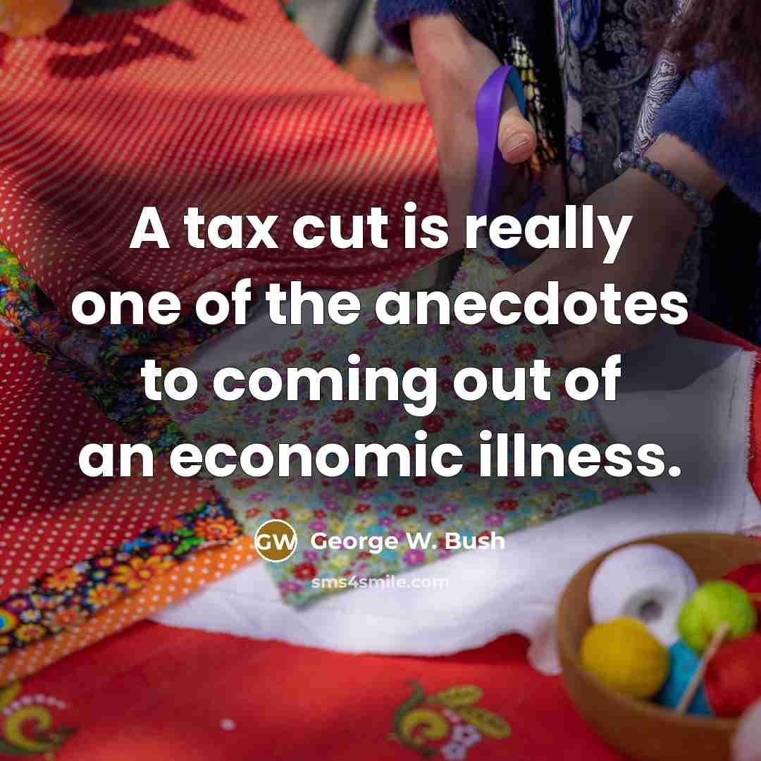 “A tax cut is really one of the anecdotes to…” quote by George W. Bush