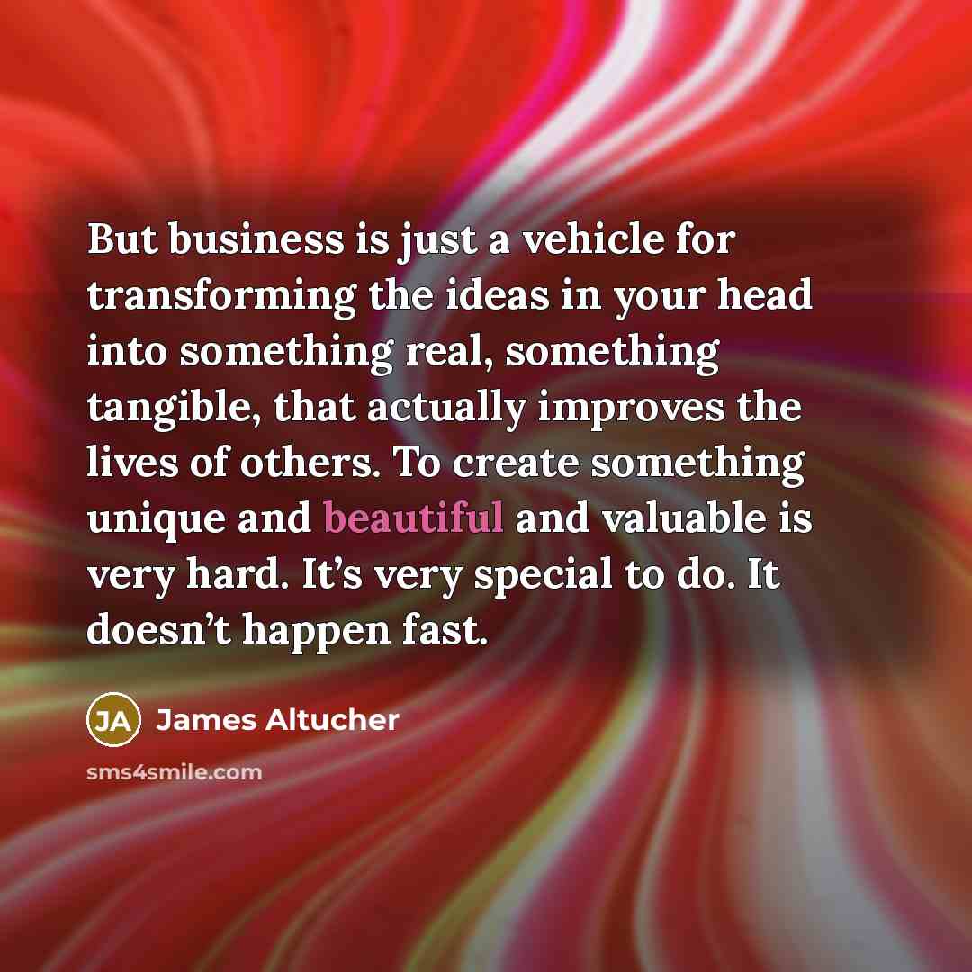 “But business is just a vehicle for transforming the ideas…” quote by James Altucher