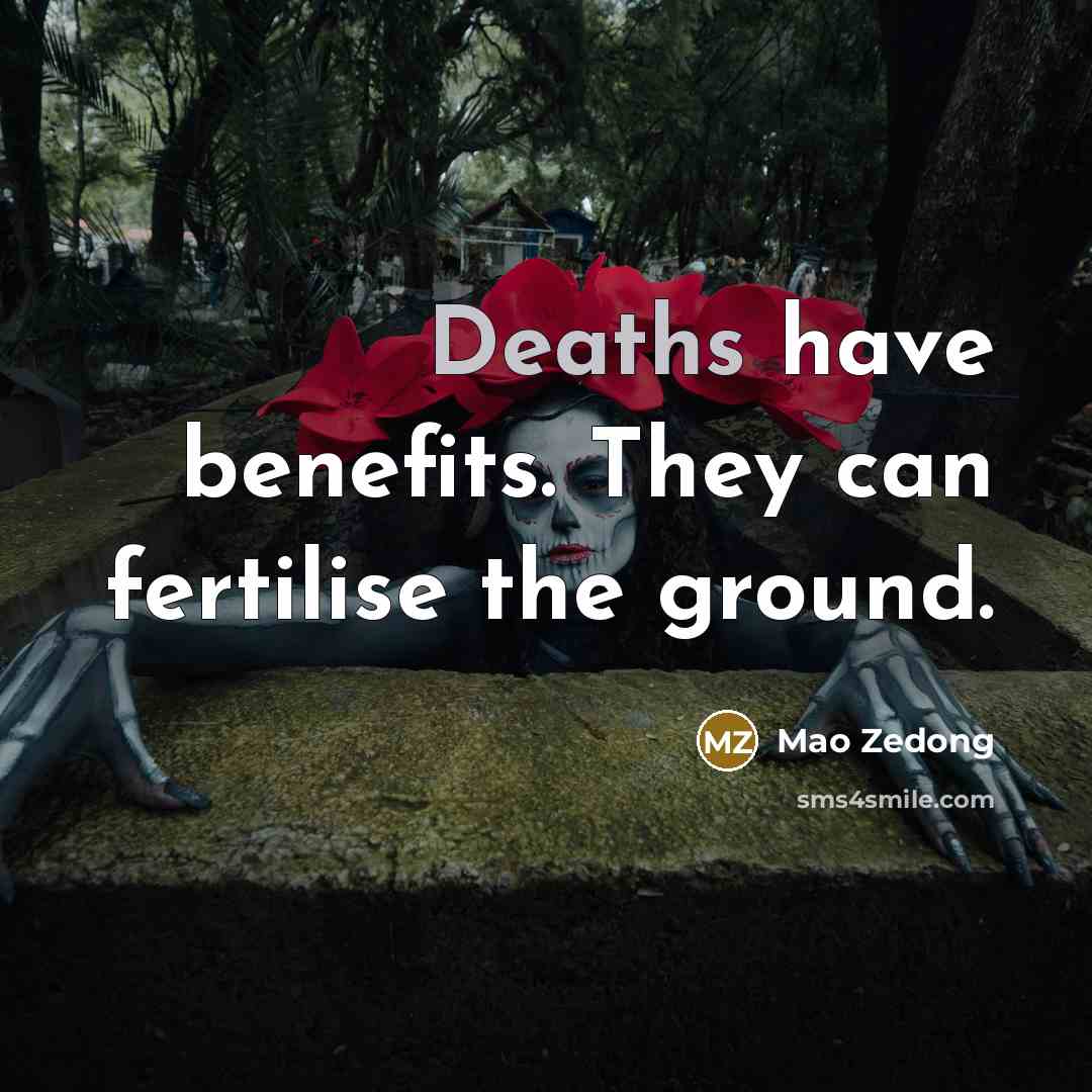 “Deaths have benefits. They can fertilise the ground.…” quote by Mao Zedong