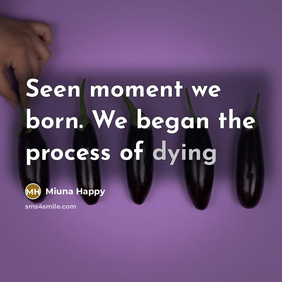 “Seen moment we born. We began the process of dying” quote by Miuna Happy