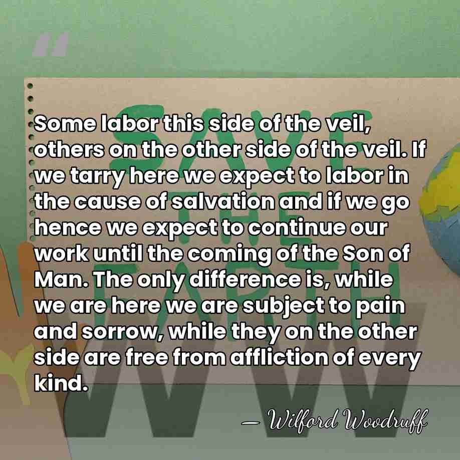 Some labor this side of the veil, others on the other side&hellip; - Wilford Woodruff