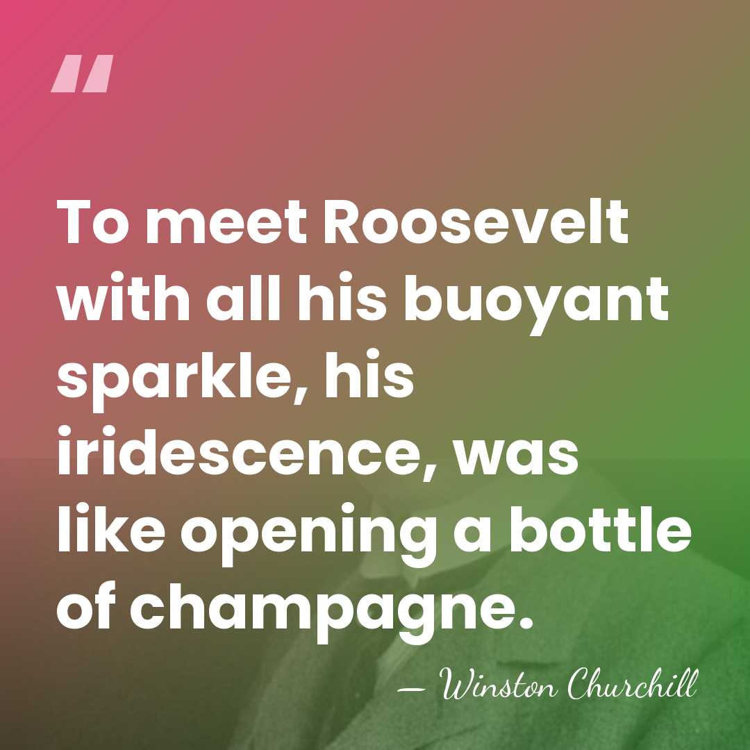 To meet Roosevelt with all his buoyant sparkle, his iridescence, was like&hellip; - Winston Churchill