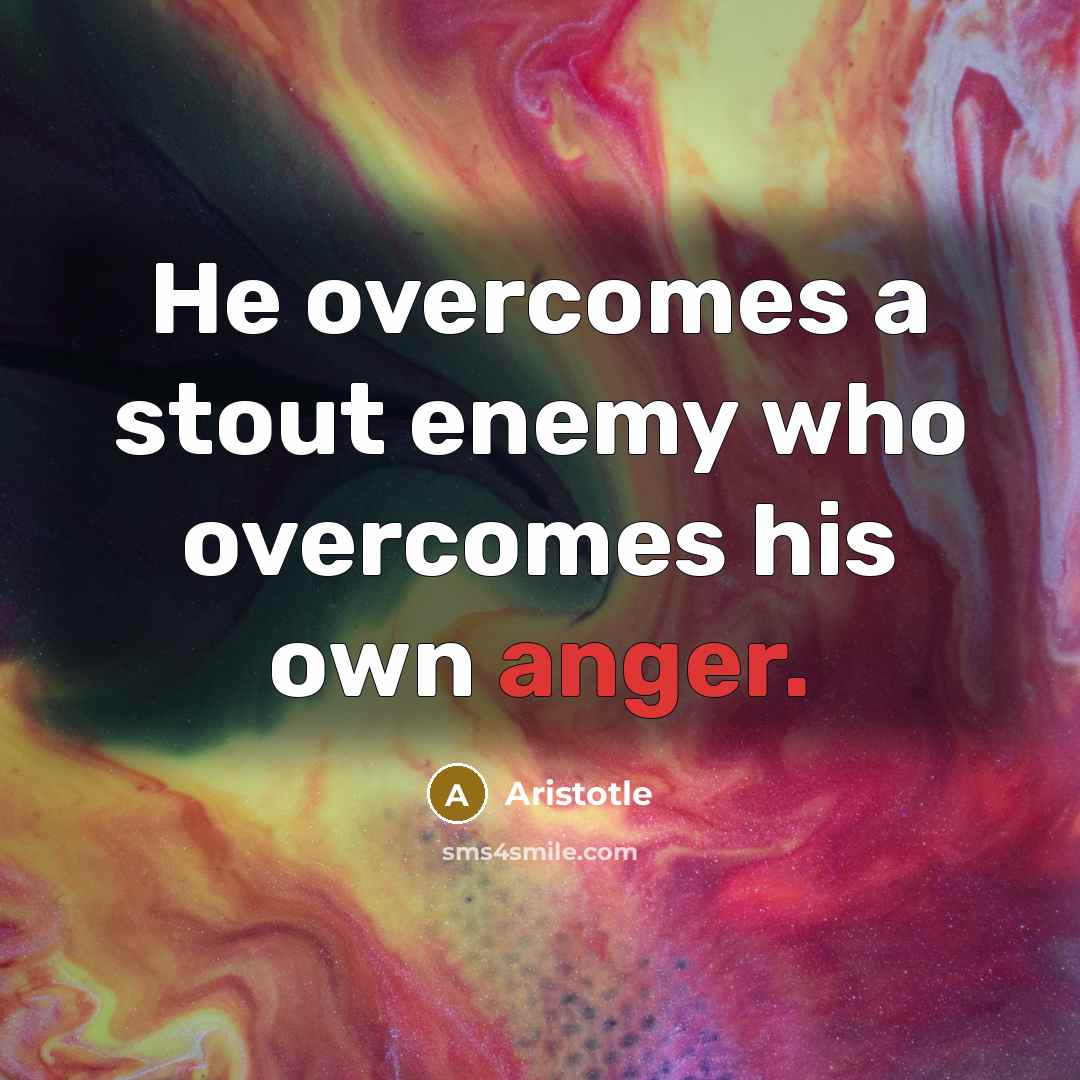 “He overcomes a stout enemy who overcomes his own anger.…” quote by Aristotle