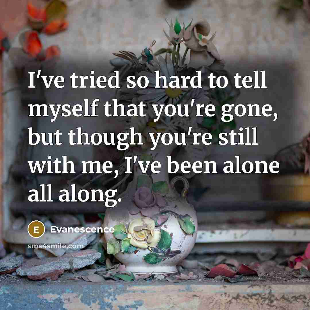 “I've tried so hard to tell myself that you're gone,…” quote by Evanescence