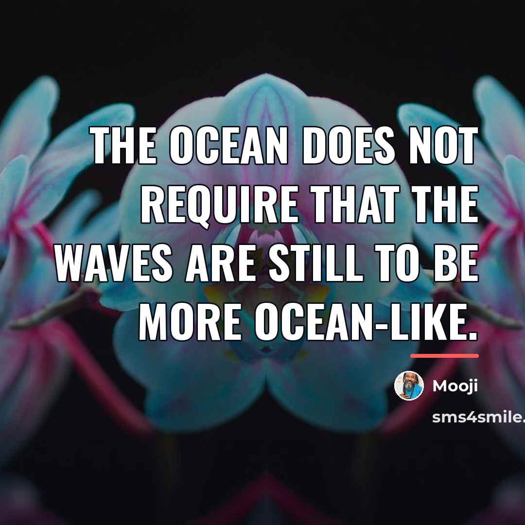 “The ocean does not require that the waves are still…” quote by Mooji
