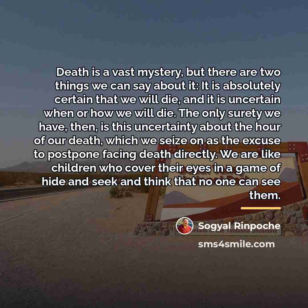 “Death is a vast mystery, but there are two things…” quote by Sogyal Rinpoche