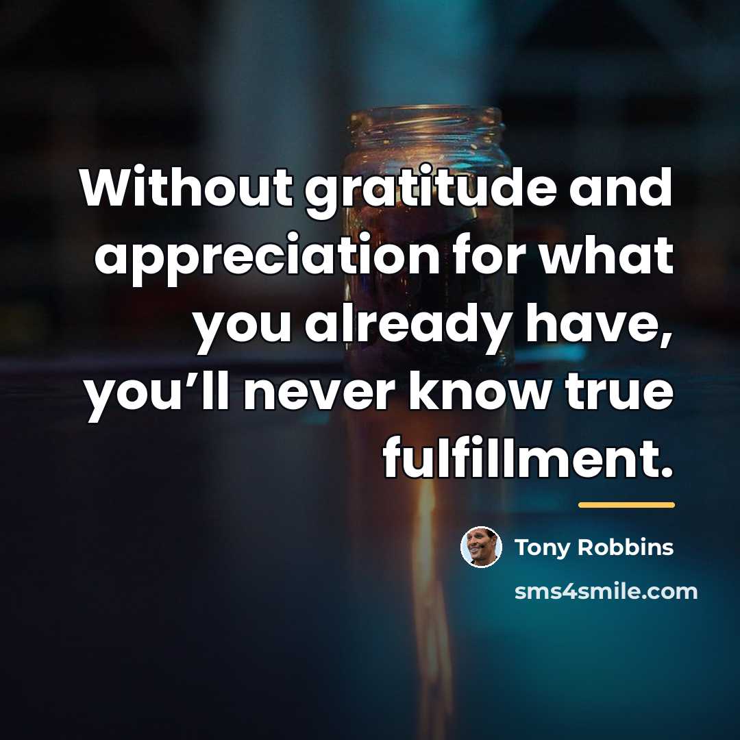 “Without gratitude and appreciation for what you already have, you’ll…” quote by Tony Robbins