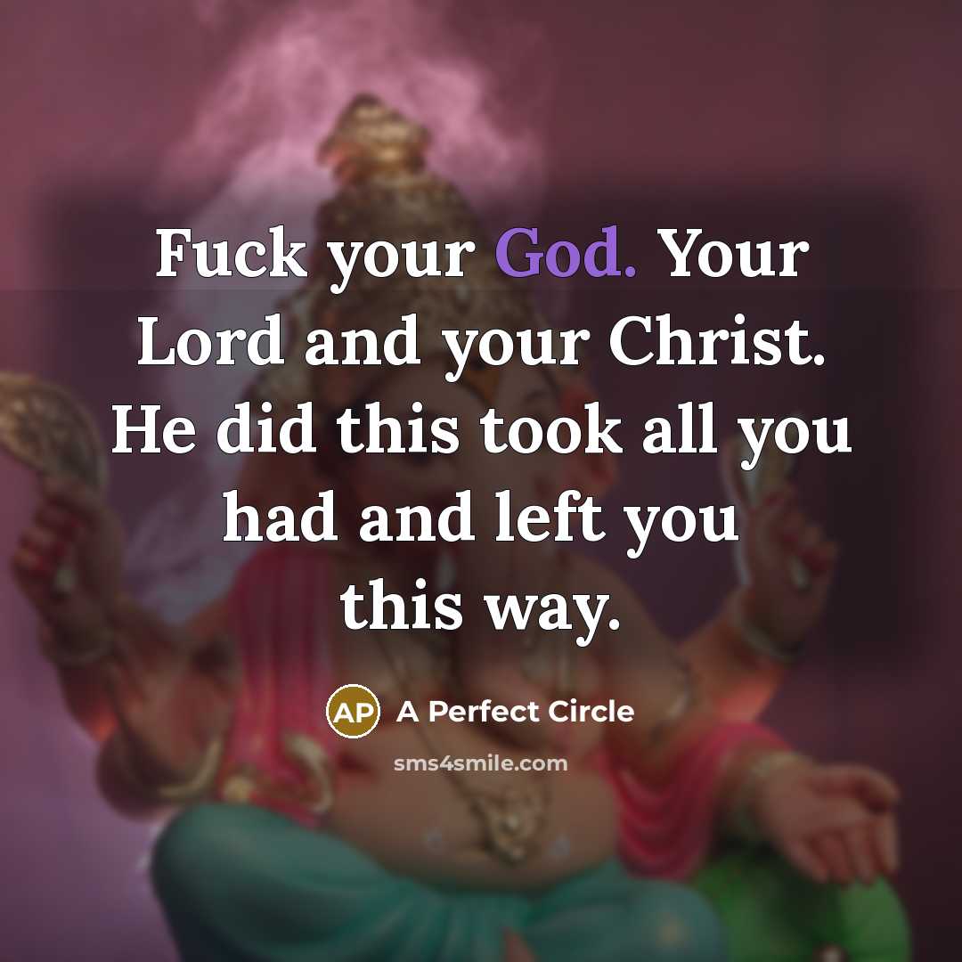 “Fuck your God. Your Lord and your Christ. He did…” quote by A Perfect Circle