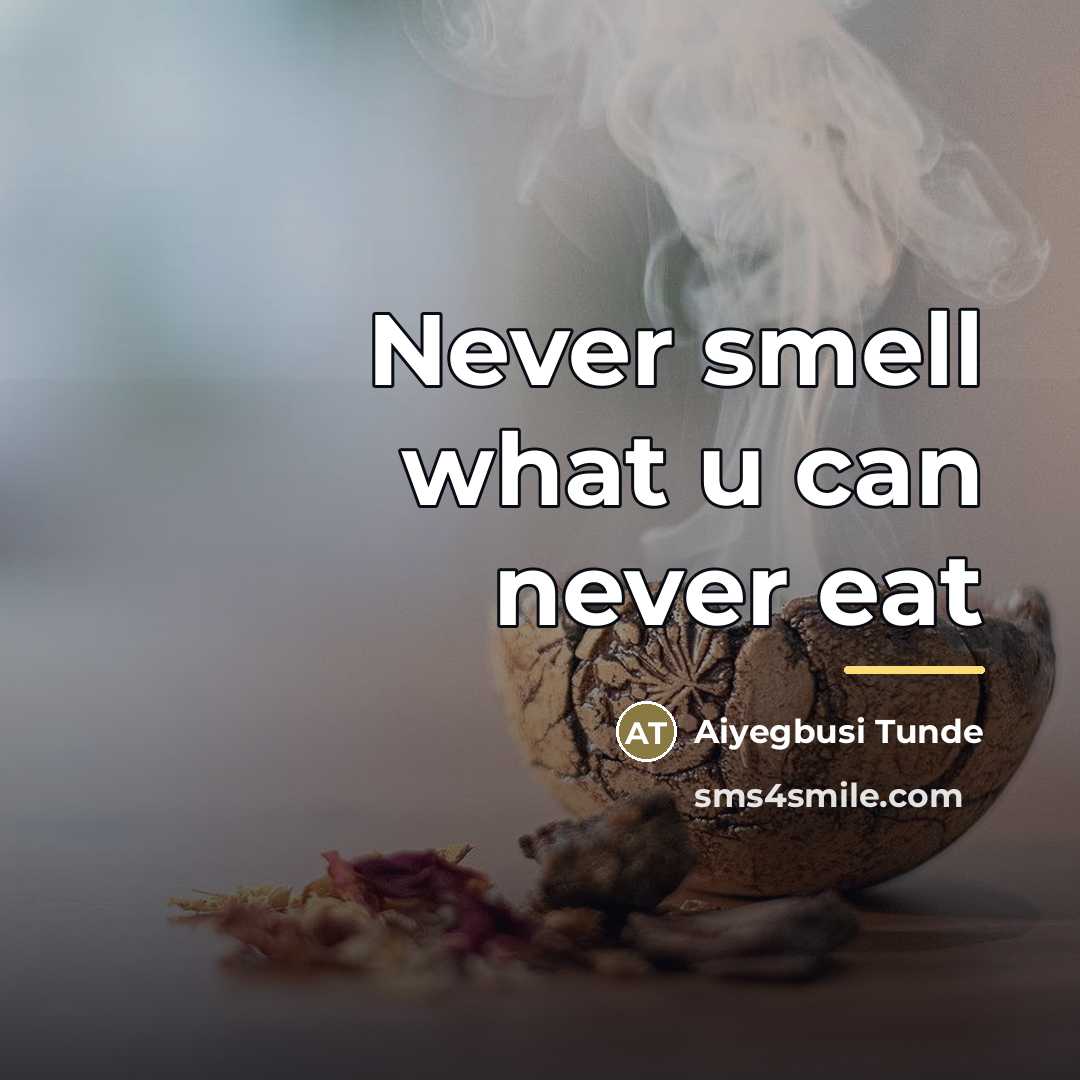“Never smell what u can never eat…” quote by Aiyegbusi Tunde