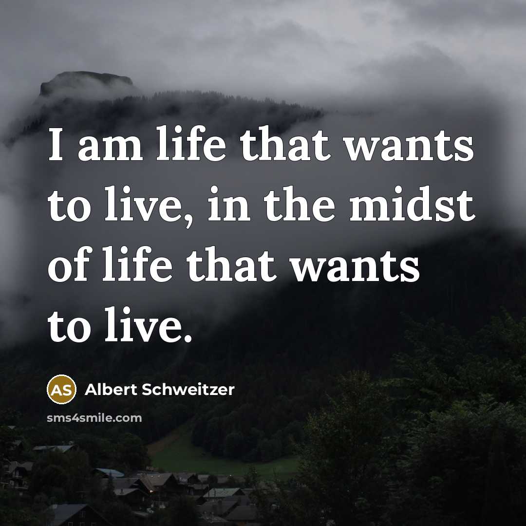 “I am life that wants to live, in the midst…” quote by Albert Schweitzer