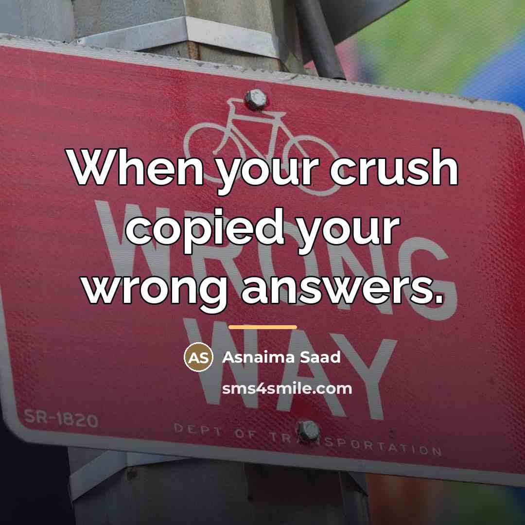 “When your crush copied your wrong answers.…” quote by Asnaima Saad