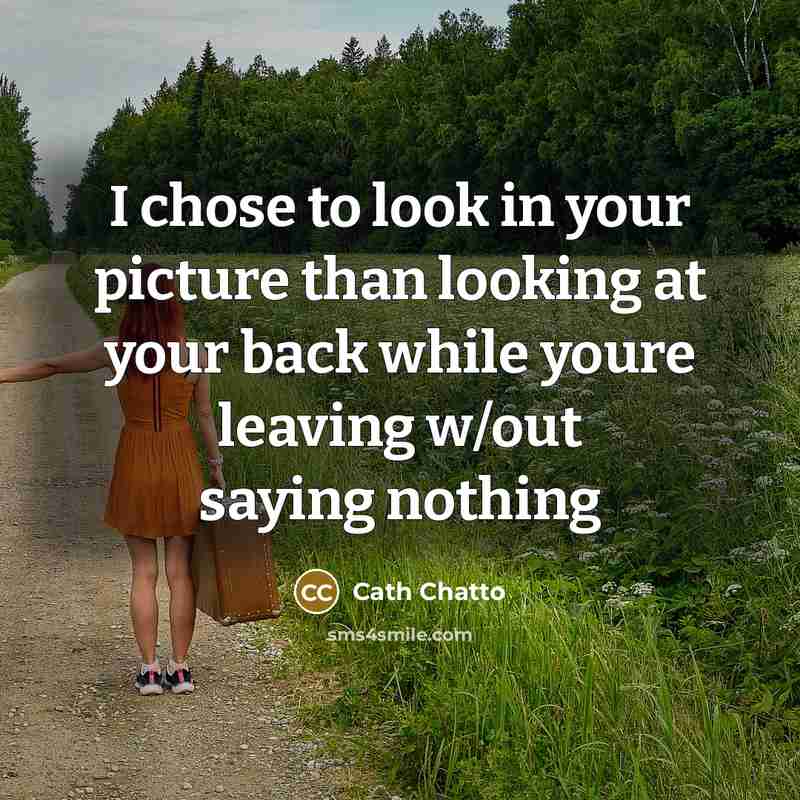 “I chose to look in your picture than looking at…” quote by Cath Chatto