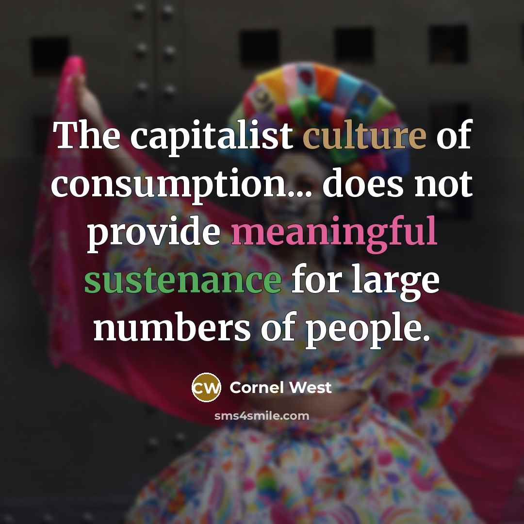 “The capitalist culture of consumption... does not provide meaningful sustenance…” quote by Cornel West