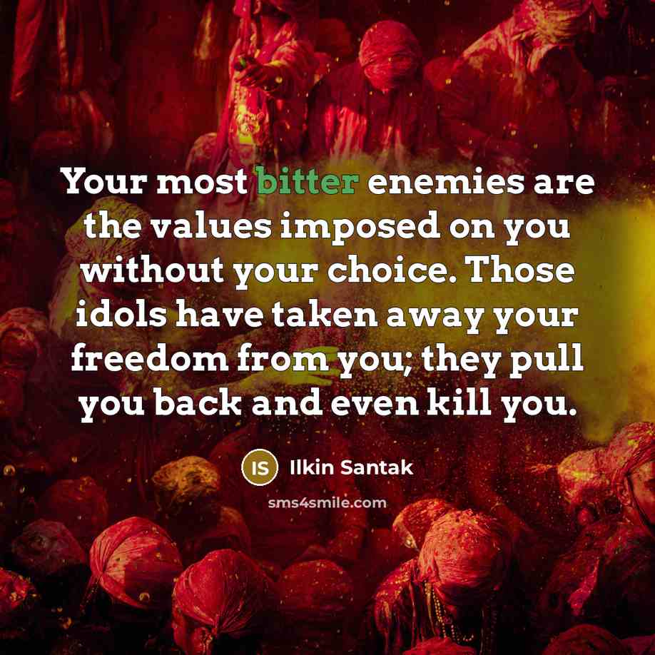 “Your most bitter enemies are the values imposed on you…” quote by Ilkin Santak