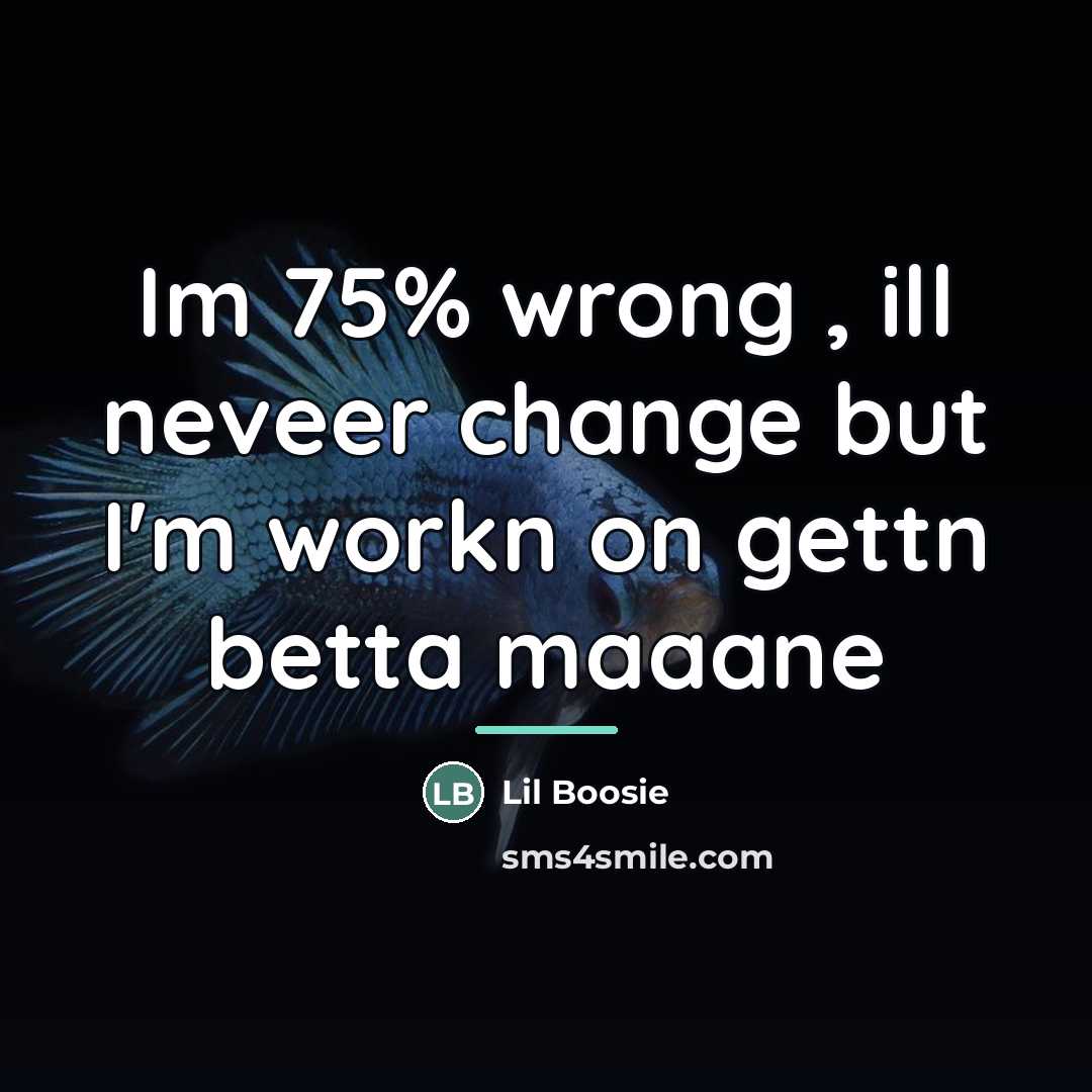 “Im 75% wrong , ill neveer change but I'm workn…” quote by Lil Boosie