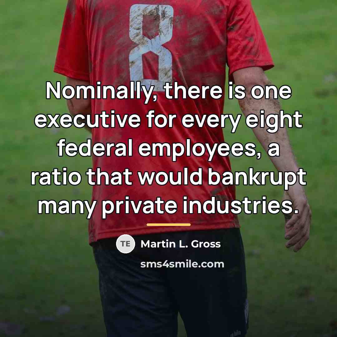 “Nominally, there is one executive for every eight federal employees,…” quote by Martin L. Gross