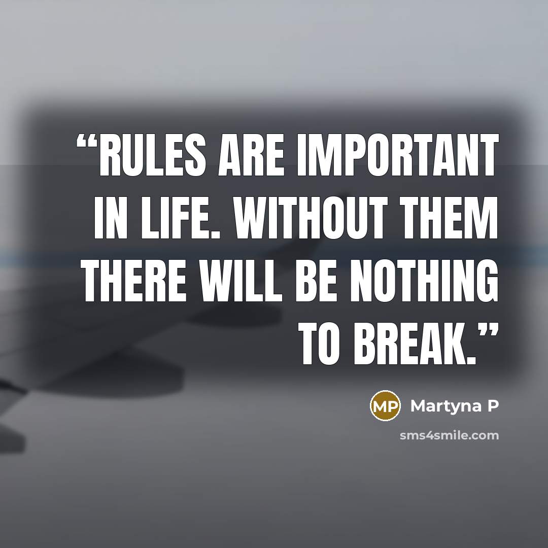 “Rules are important in life. Without them there will be nothing to break.” quote by Martyna P