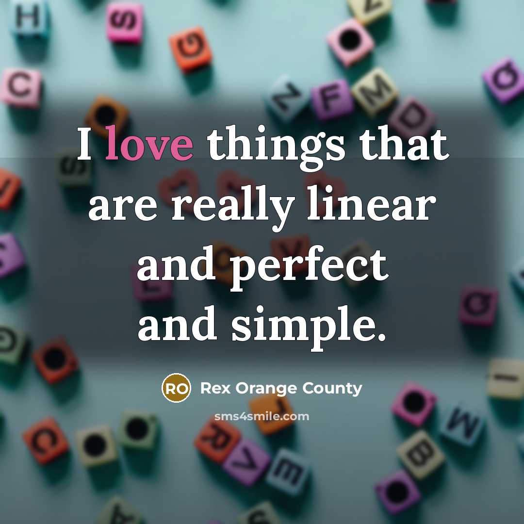 “I love things that are really linear and perfect and…” quote by Rex Orange County