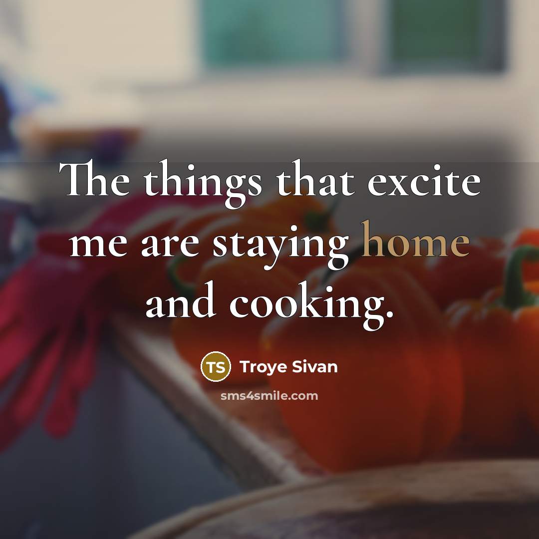 “The things that excite me are staying home and cooking.…” quote by Troye Sivan
