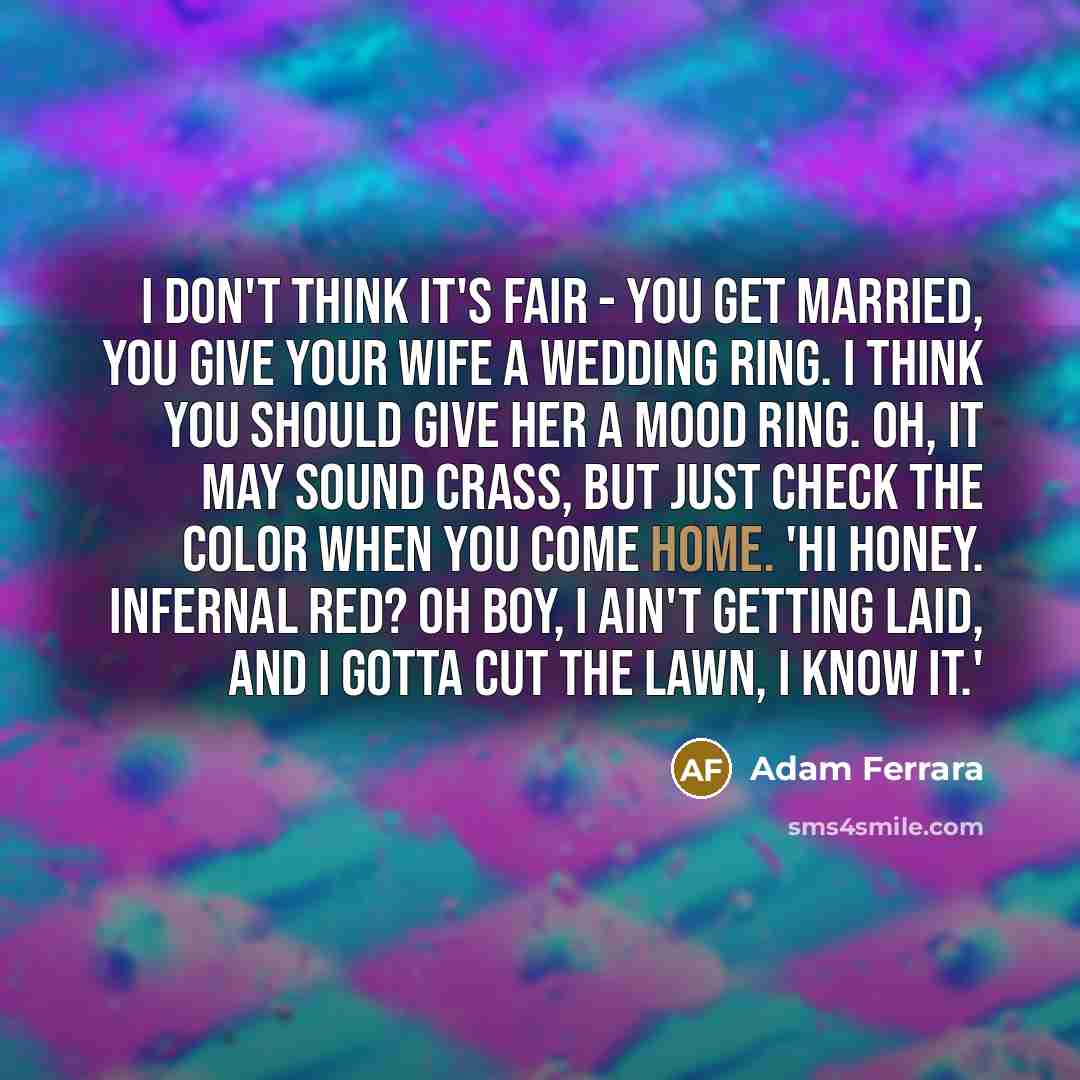 “I don't think it's fair - you get married, you…” quote by Adam Ferrara