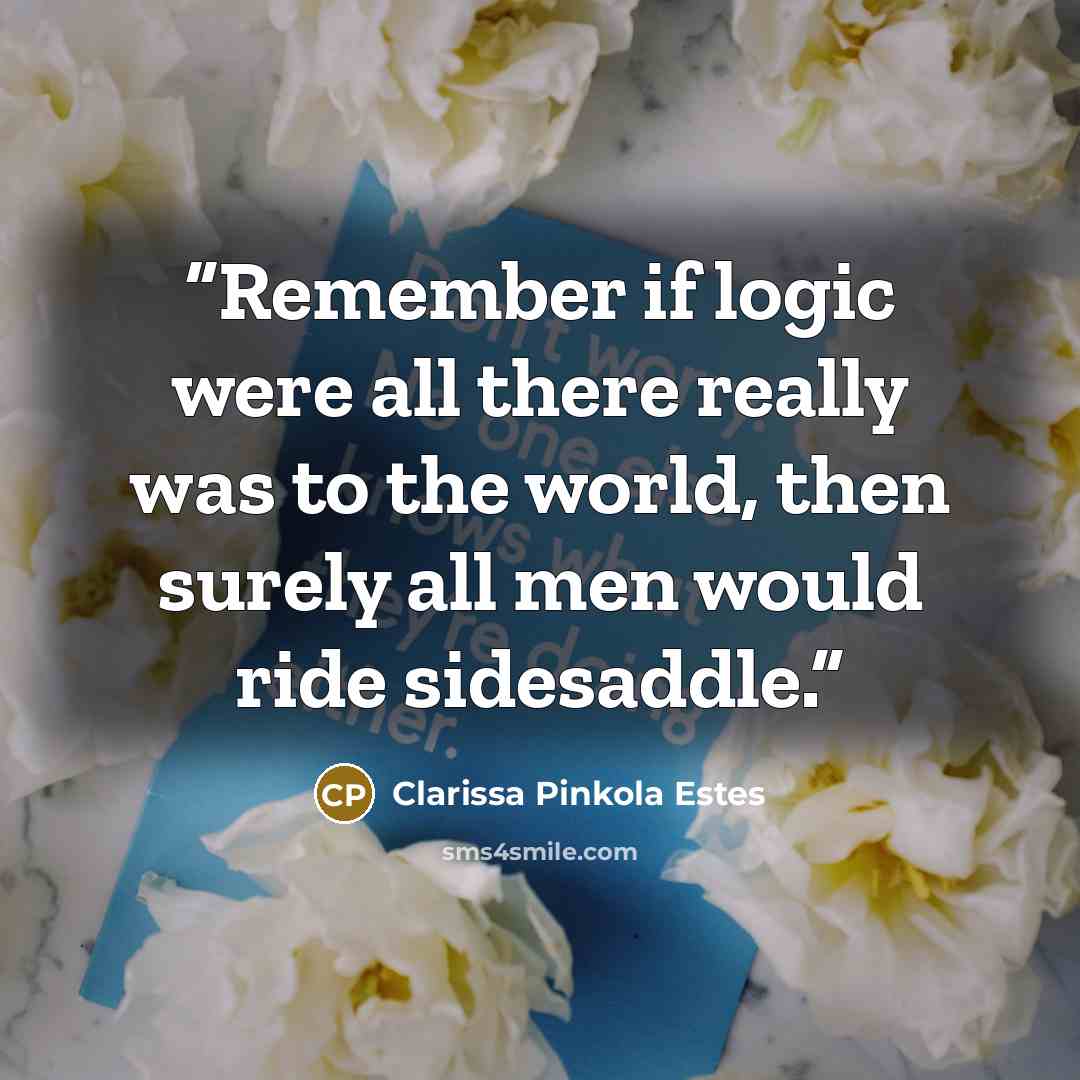 “Remember if logic were all there really was to the world, then surely all men would ride sidesaddle.” quote by Clarissa Pinkola Estés