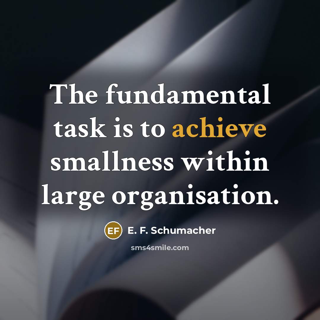 “The fundamental task is to achieve smallness within large organisation.…” quote by E. F. Schumacher