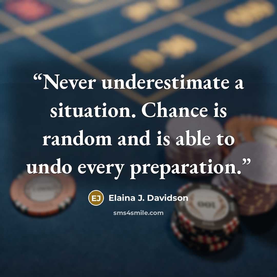 “Never underestimate a situation. Chance is random and is able to undo every preparation.” quote by Elaina J. Davidson