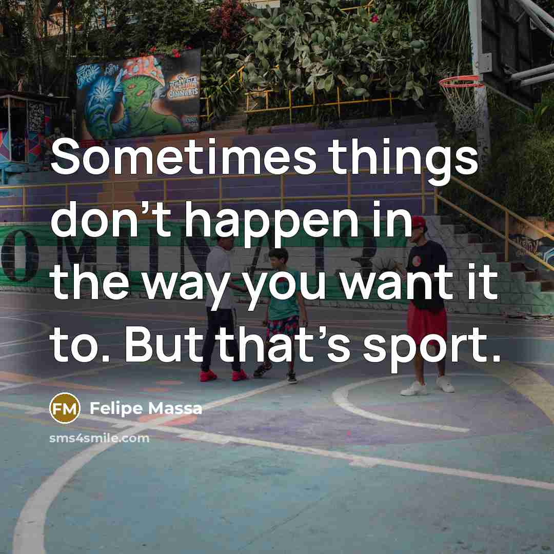 “Sometimes things don't happen in the way you want it…” quote by Felipe Massa