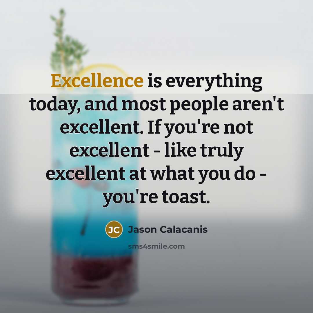 “Excellence is everything today, and most people aren't excellent. If…” quote by Jason Calacanis