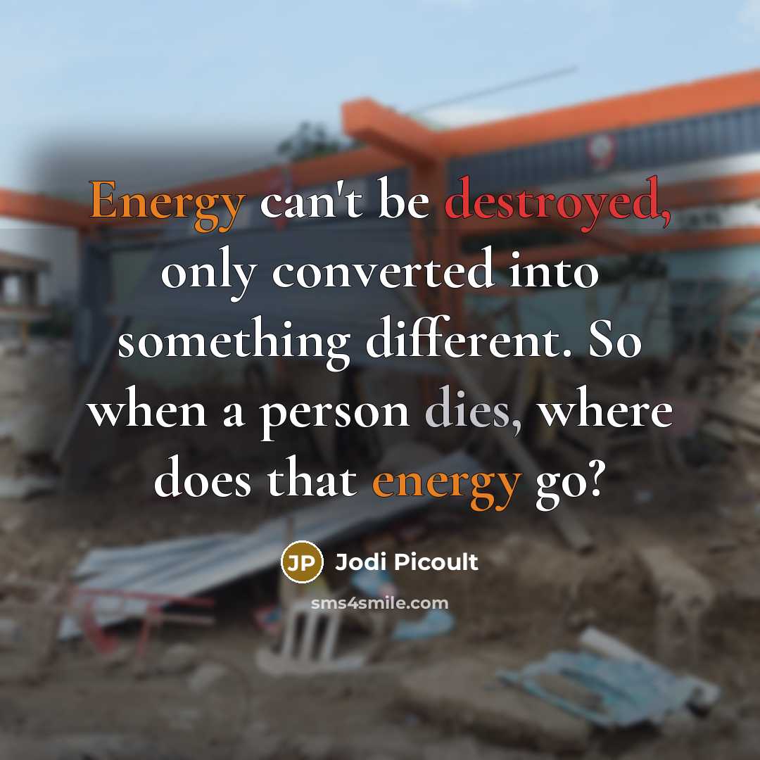 “Energy can't be destroyed, only converted into something different. So when a person dies, where does that energy go?” quote by Jodi Picoult