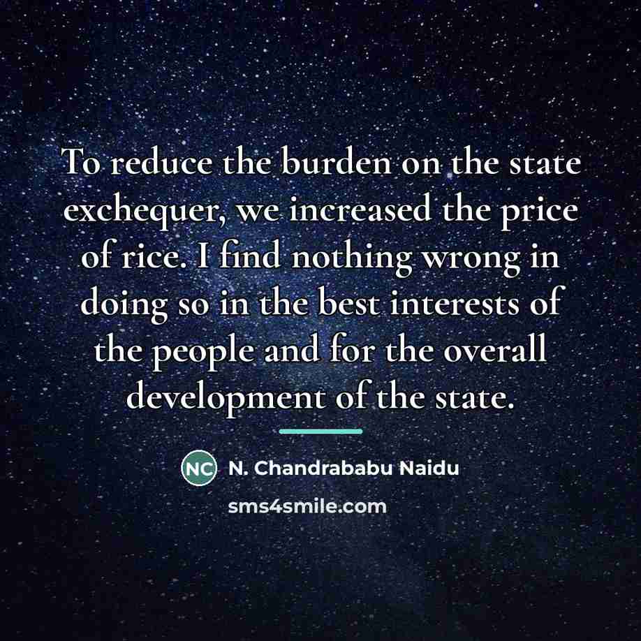 “To reduce the burden on the state exchequer, we increased…” quote by N. Chandrababu Naidu