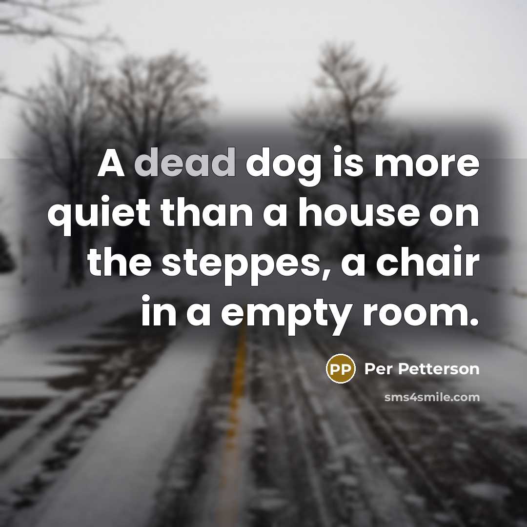“A dead dog is more quiet than a house on…” quote by Per Petterson