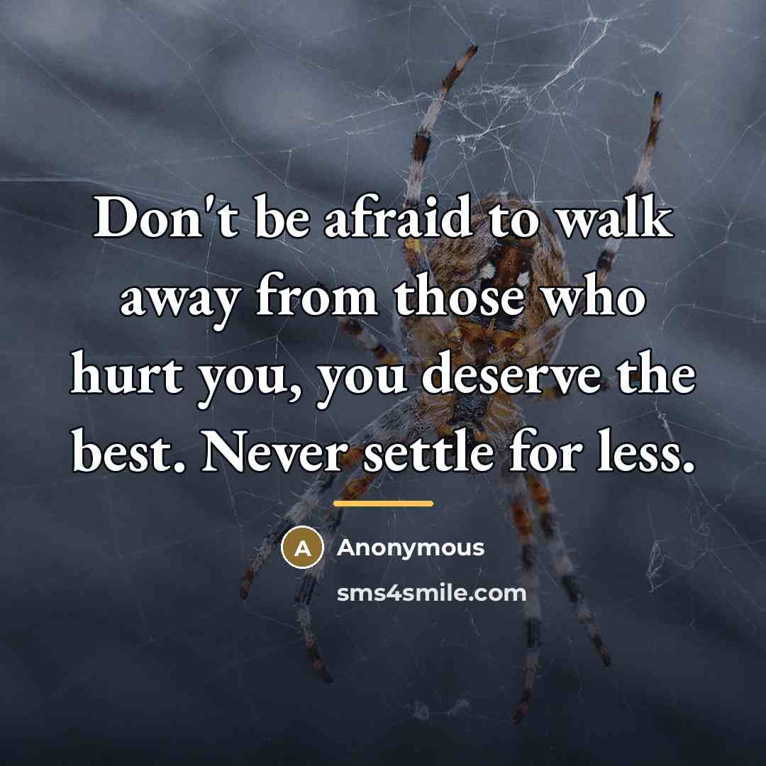 “Don't be afraid to walk away from those who hurt…” quote by Anonymous