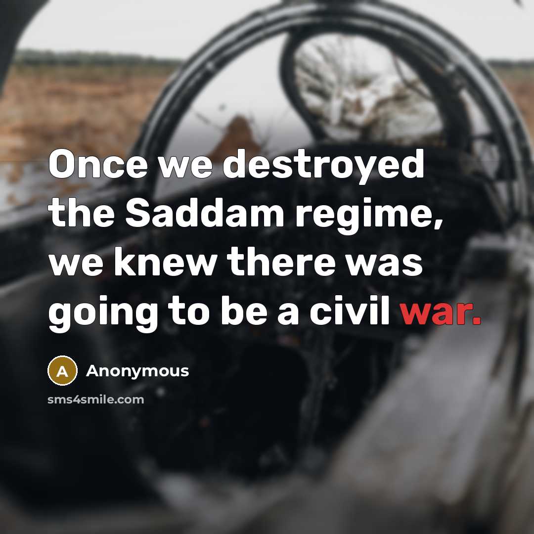“Once we destroyed the Saddam regime, we knew there was…” quote by Anonymous
