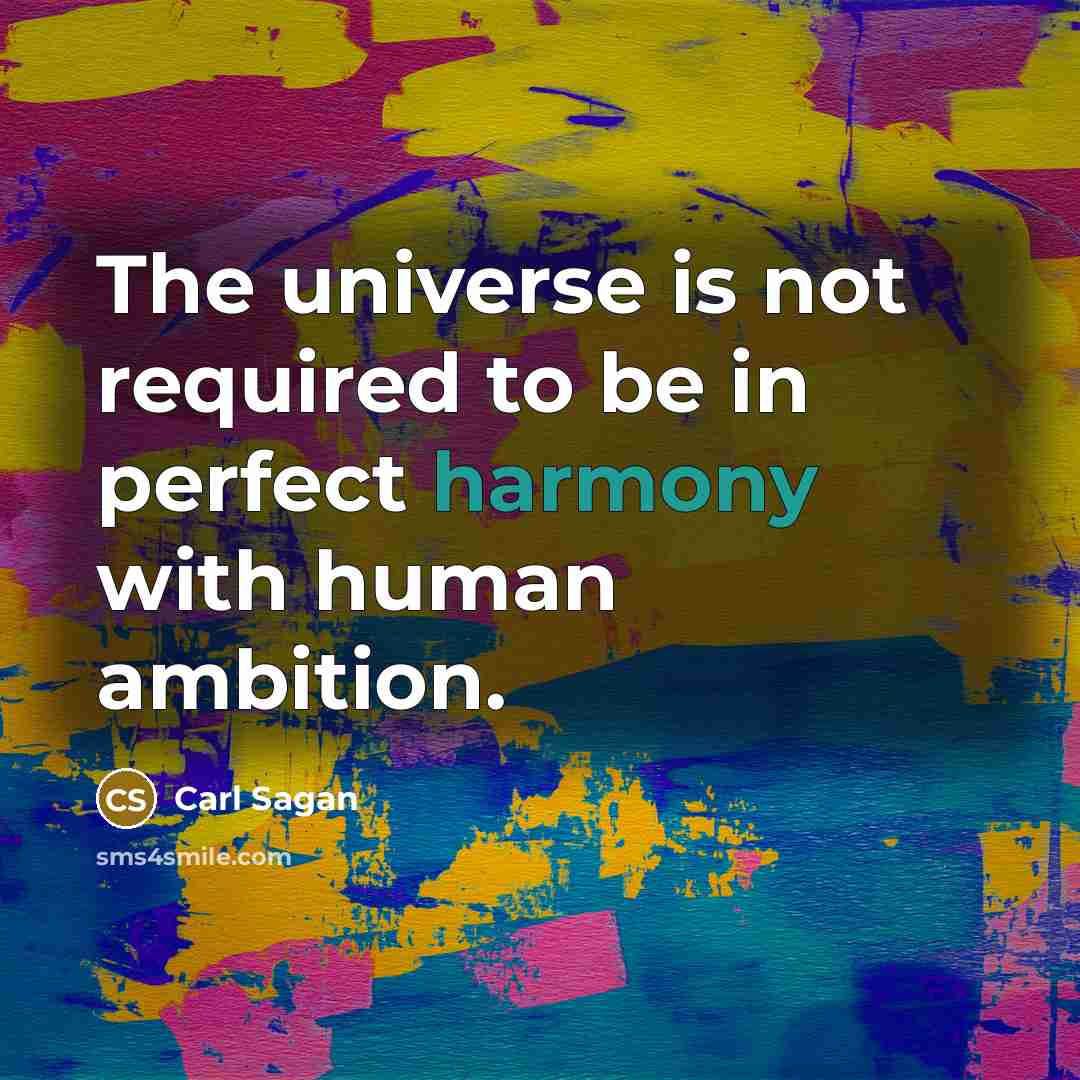 “The universe is not required to be in perfect harmony…” quote by Carl Sagan