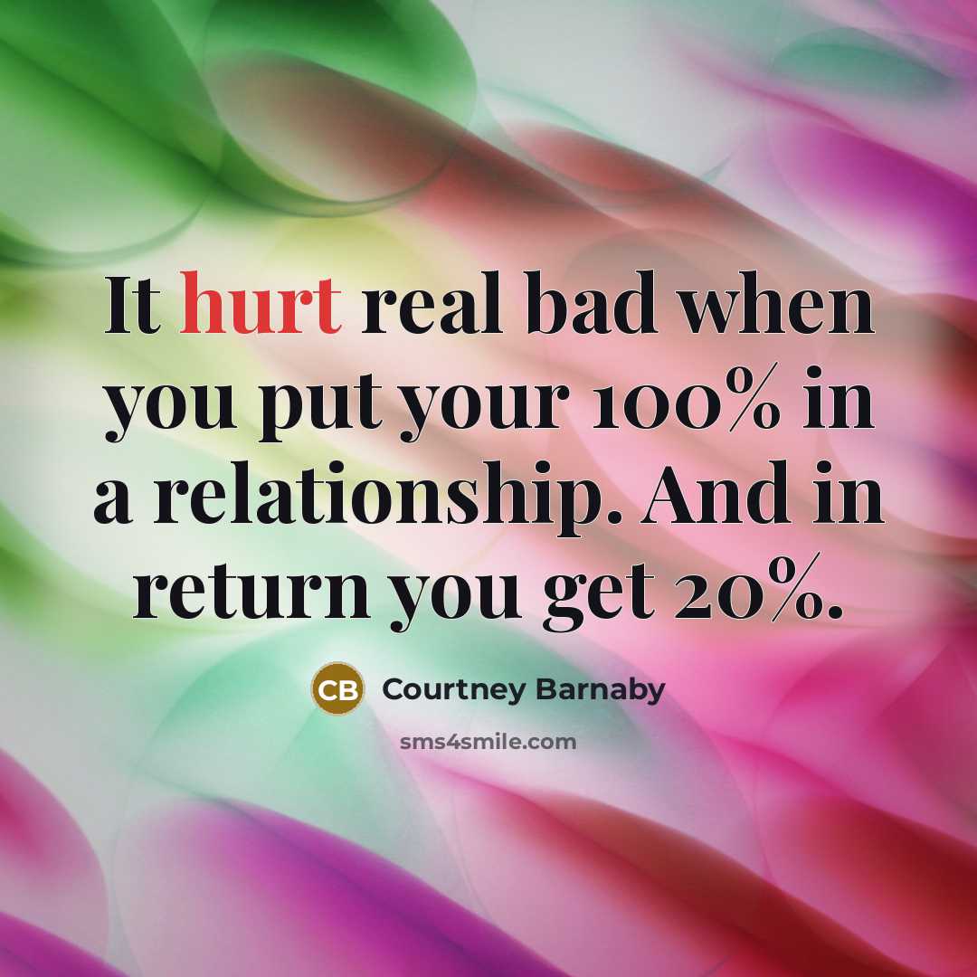 “It hurt real bad when you put your 100% in…” quote by Courtney Barnaby