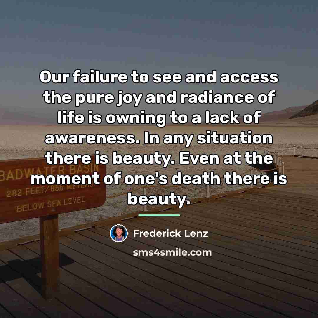 “Our failure to see and access the pure joy and…” quote by Frederick Lenz