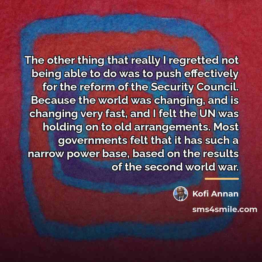 “The other thing that really I regretted not being able…” quote by Kofi Annan