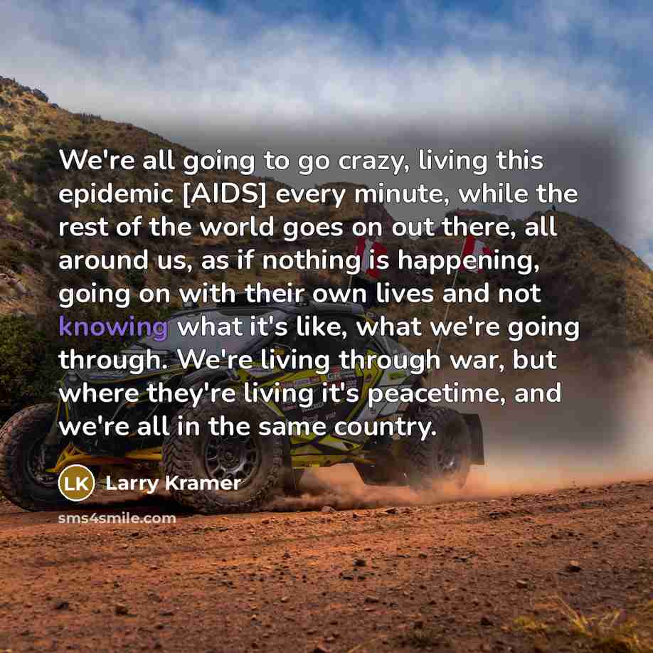 “We're all going to go crazy, living this epidemic [AIDS]…” quote by Larry Kramer