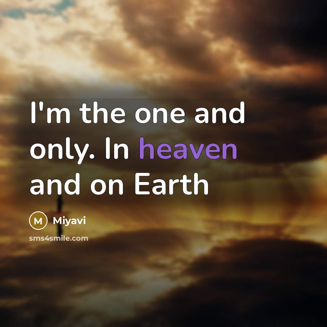 “I'm the one and only. In heaven and on Earth…” quote by Miyavi