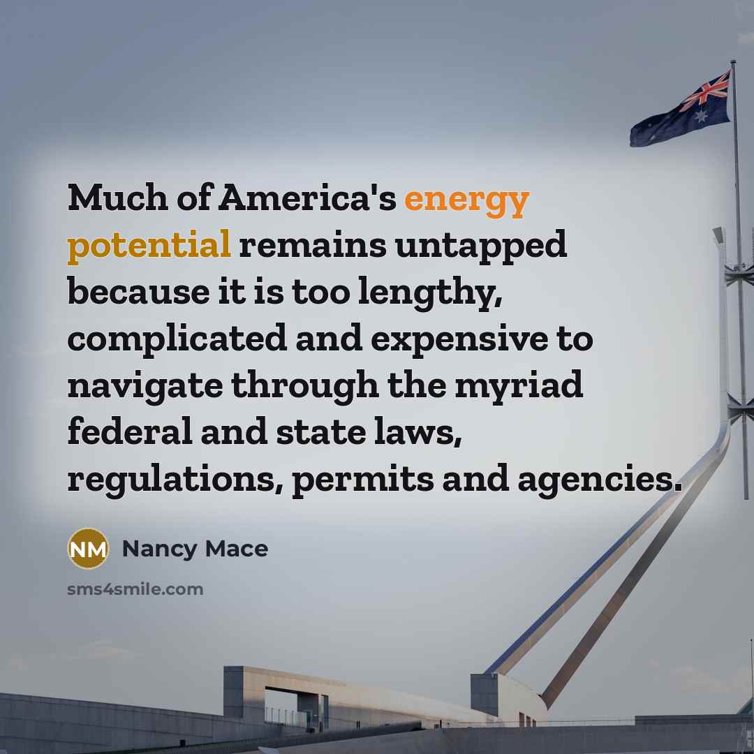 “Much of America's energy potential remains untapped because it is…” quote by Nancy Mace