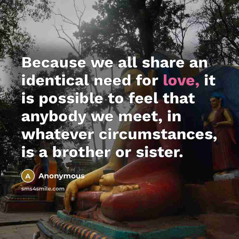 “Because we all share an identical need for love, it…” quote by Anonymous