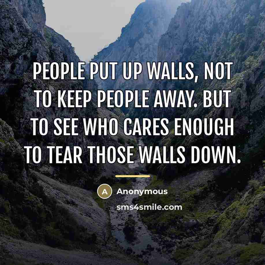 “People put up walls, not to keep people away. But…” quote by Anonymous