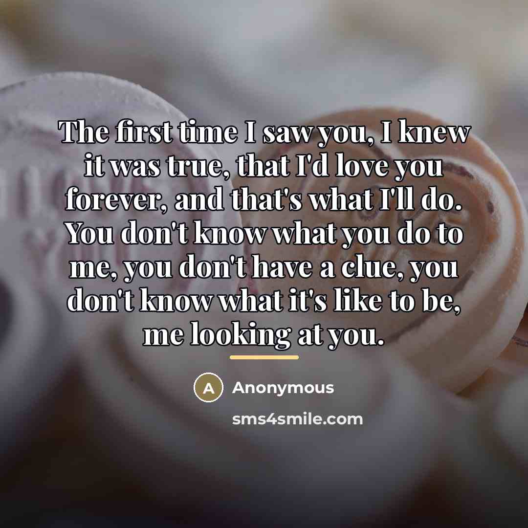“The first time I saw you, I knew it was…” quote by Anonymous