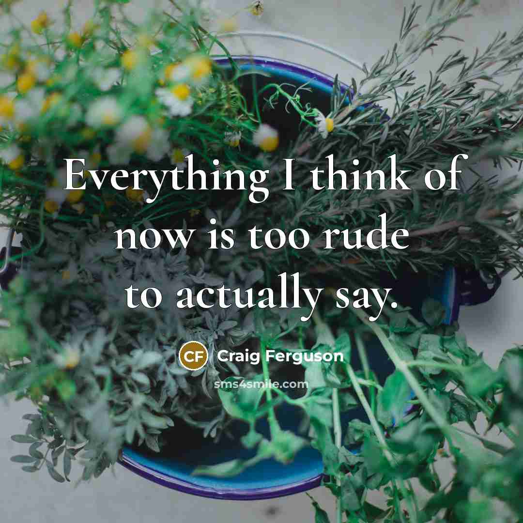 “Everything I think of now is too rude to actually…” quote by Craig Ferguson