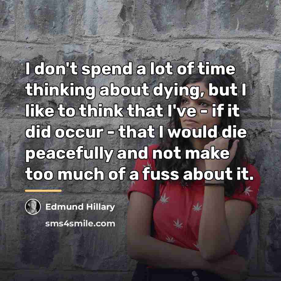“I don't spend a lot of time thinking about dying,…” quote by Edmund Hillary